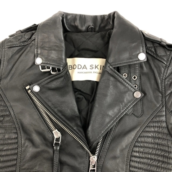 Boda Skins Kay Michaels 2.0 Quilted Detailed Leather Jacket SZ 2 - Picture 14 of 15